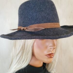 Athleta Gray Felted Wool Cowgirl Hat NWT Boho Gorpcore Western Fringe Minimalist
